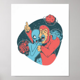 Poster Alien Bigfoot Sasquatch Funny Camping Cadeau