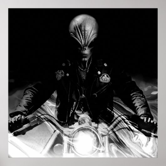 Poster Alien Biker (version noir et blanc) (Devant)