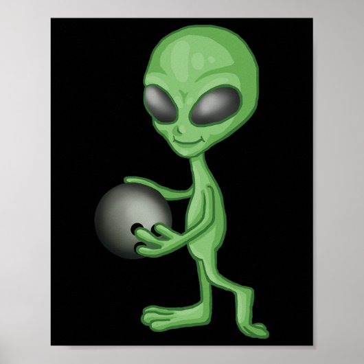 Poster Alien Bowling Funny Bowler (Devant)