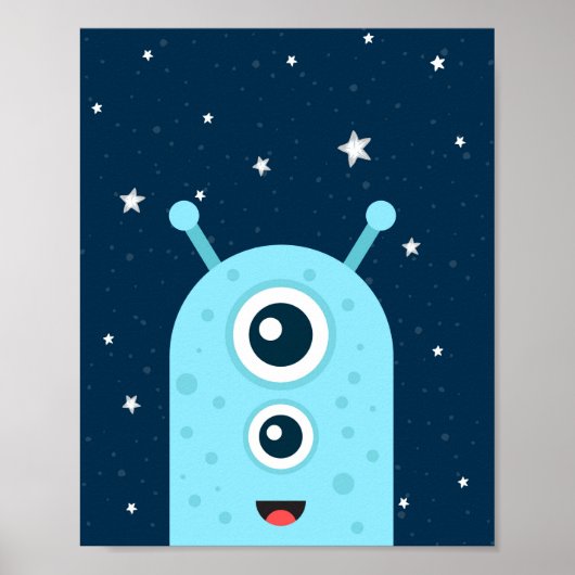 Poster Alien Boy Nursery Imprimer Étoiles Galaxy Espace e (Devant)