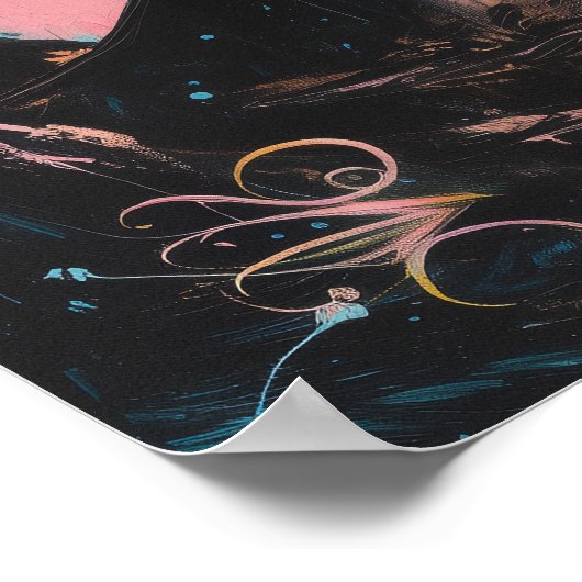 Poster Alien Chat Lune Noire Witchy AI Art Matte Valeur (Coin)