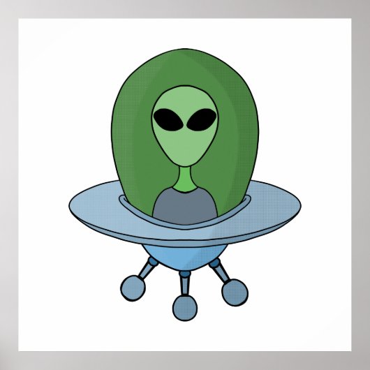 Poster Alien dans son petit vaisseau spatial (Devant)