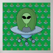 Poster Alien dans son petit vaisseau spatial (Devant)