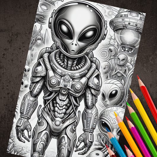 Poster Alien de coloration adulte 3D