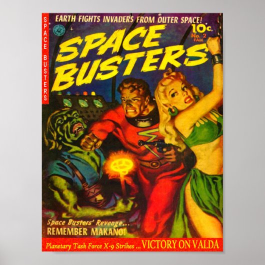 Poster Alien et Spaceman se battant contre une belle femm (Devant)