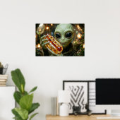 Poster Alien Extraterrestre avec Hotdog Cristallin (Bureau à domicile)