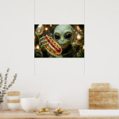 Poster Alien Extraterrestre avec Hotdog Cristallin (Cuisine)