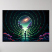 Poster Alien Figure marche vers une planète éloignée de S (Devant)