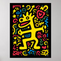 Alien funky Dragon Jaune - Neon Pop Art Créature