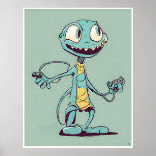 Poster Alien Gamer - Imprimer