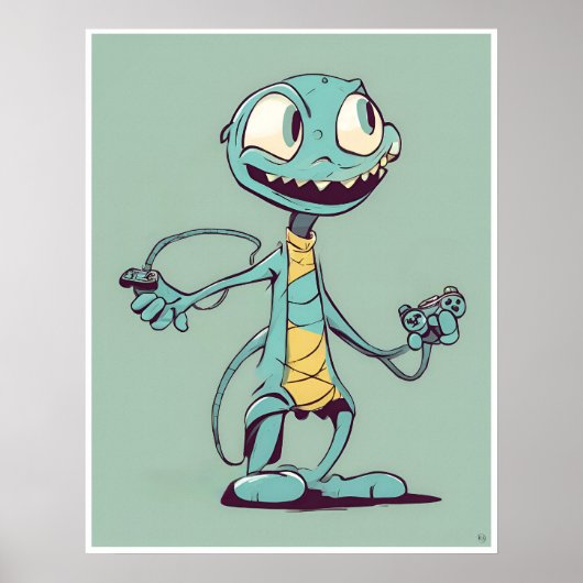 Poster Alien Gamer - Imprimer (Devant)