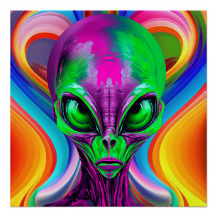 Poster Alien Géométrique Coloré Moderne