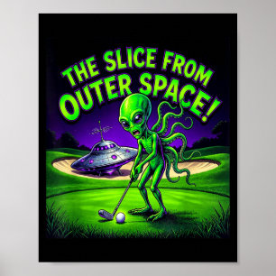 Poster Alien golfeur drôle la tranche de l'espace