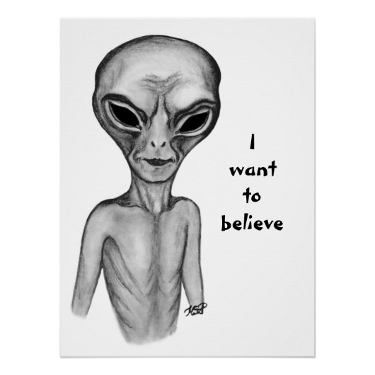 Poster Alien gris, je veux croire (Devant)