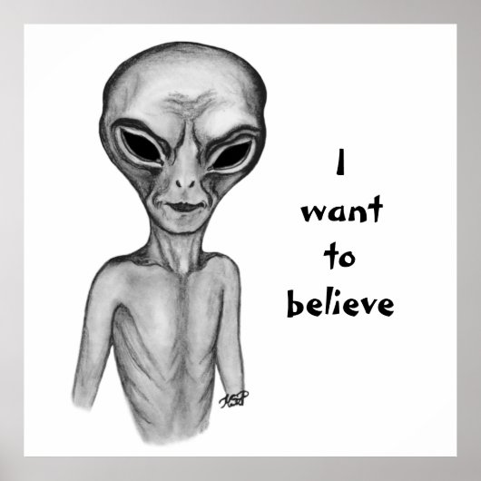 Poster Alien gris, je veux croire (Devant)