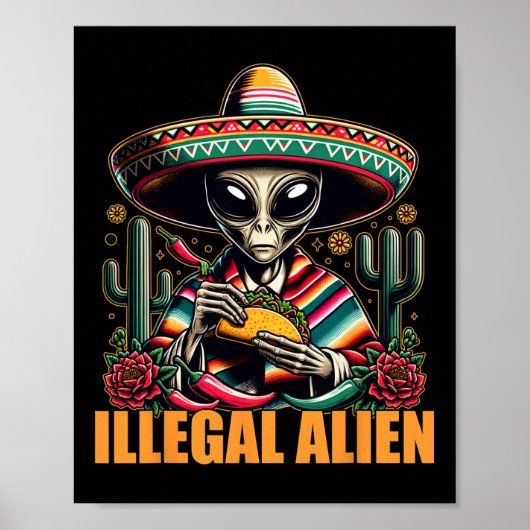 Poster Alien illégal Funny Cinco De Mayo Western Ufo Funn (Devant)