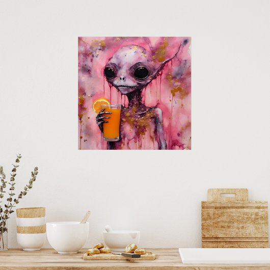 Poster Alien Rose Avec Jus D'Orange (Cuisine)
