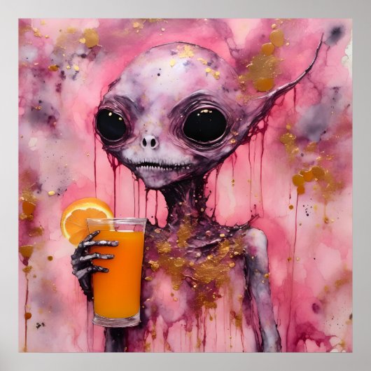 Poster Alien Rose Avec Un Jus D'Orange (Devant)