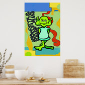Poster Alien Space Man Abstrait (Cuisine)