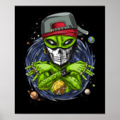 Poster Alien spatial Gangstа UFO Extraterrestres Rapper (Devant)