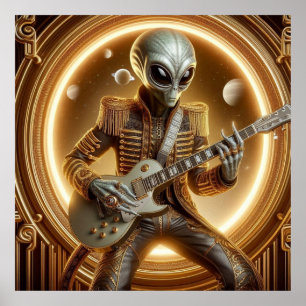 Poster Alien Spatial, Homme Jouant Guitare, Dresser Sharp