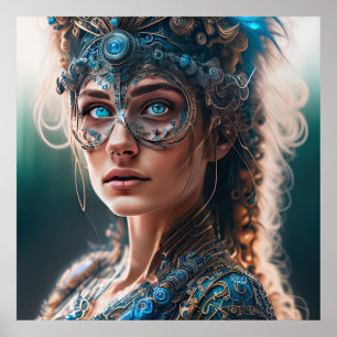 Poster Alien turquoise Cyborg SCI-FI art