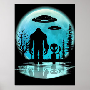 Poster Alien UFO Bigfoot