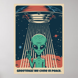 Poster Alien UFO de texte personnalisé