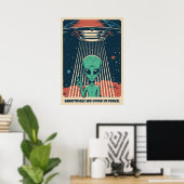 Poster Alien UFO de texte personnalisé (Bureau à domicile)