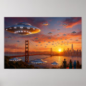 Poster Alien UFOs SciFi Fantasy San Francisco Golden Gate (Devant)