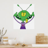 Poster Alien vert drôle faisant une grimace ridicule (Cuisine)