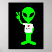 Poster Alien vert "I Love Earth" (Devant)