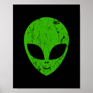 Poster alien vert tête pour science-fiction extraterrest