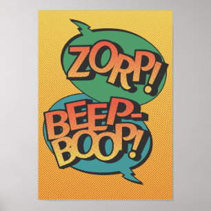 Poster Alien vs robot pop art rétro