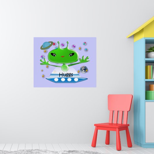 Poster Aliens de l'espace extra-atmosphérique vert mignon (Pépinière 1)