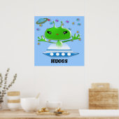 Poster Aliens de l'espace extra-atmosphérique verts migno (Cuisine)