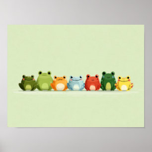 Poster Alignement de Grenouilles Mignonnes – Art d'Animau