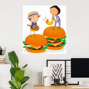 Poster alimentaire pour enfants sur hamburgers