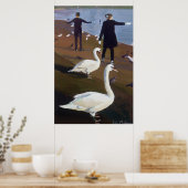 Poster Alimentation des cygnes à l'étang rond (Cuisine)