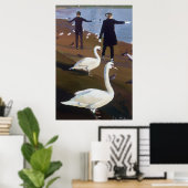 Poster Alimentation des cygnes à l'étang rond (Bureau à domicile)