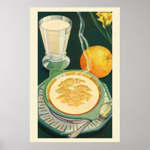Poster Aliments de santé vintage, boissons, petit-déjeune