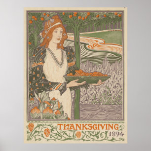 Poster Aliments et fêtes de Thanksgiving Vintages (1894)