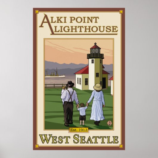 Poster Alki Point Lighthouse - West Seattle, WA (Devant)