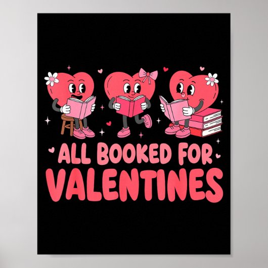 Poster All Booked For Valentine Book Funny Teacher Kids G (Devant)