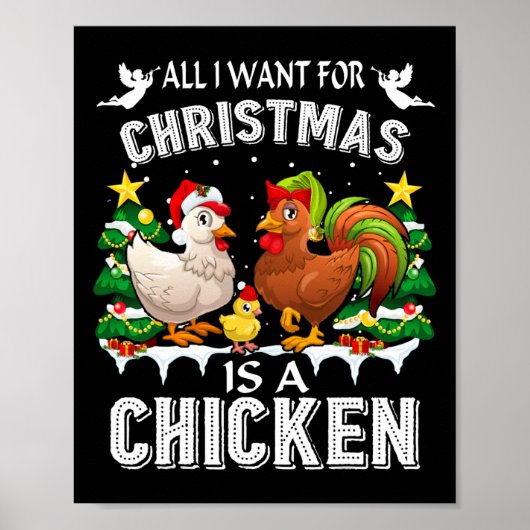 Poster All I Want For Christmas Is A Chicken Ugly Sweater (Devant)