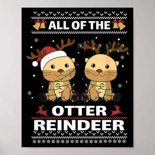 Poster All Of The Otter Reindeer Sweet Christmas Otters (Devant)