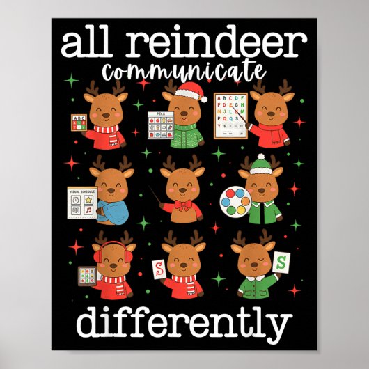 Poster All Reindeer Communicate Differently Xmas Autism A (Devant)