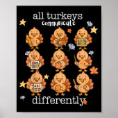 Poster All Turkeys Communicate Differently Thanksgiving A (Devant)