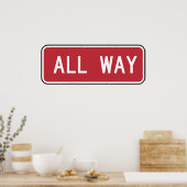 Poster All Way Sign On Red (Cuisine)