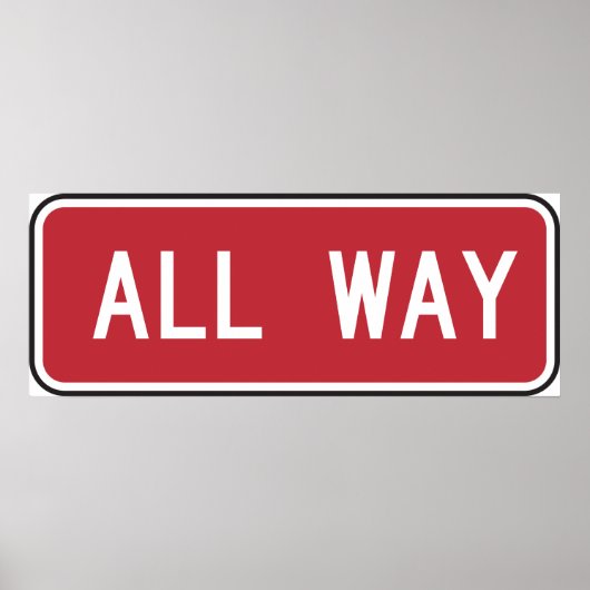 Poster All Way Sign On Red (Devant)